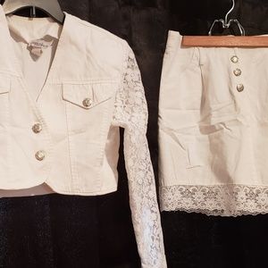 Christina White Lace Mini Skirt and Crop Blouse